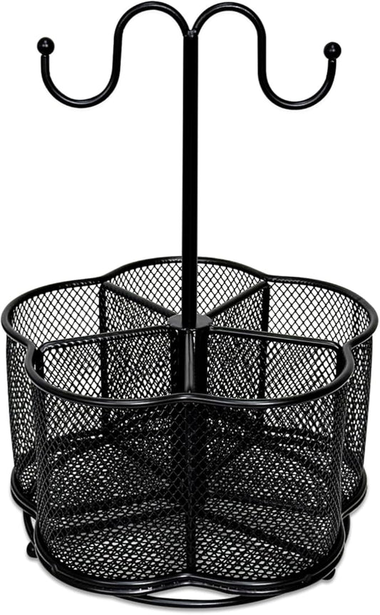 360 Degree Rotate Pen Holder for Desk Mesh Desk Pen Organizer Pencil Holder Large Capacity Accessories & Workspace Organizers for School,Home (Black, With hook)