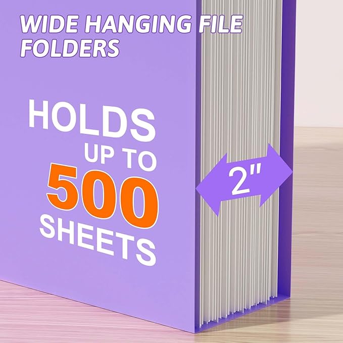 Extra Capacity Plastic Hanging File Folder Letter Size,12 Pack Reinforced Hang Folders with Heavy Duty 2 Inch Expansion,Durable Hanging Organizer Designed for Bulky Files, Medical Charts