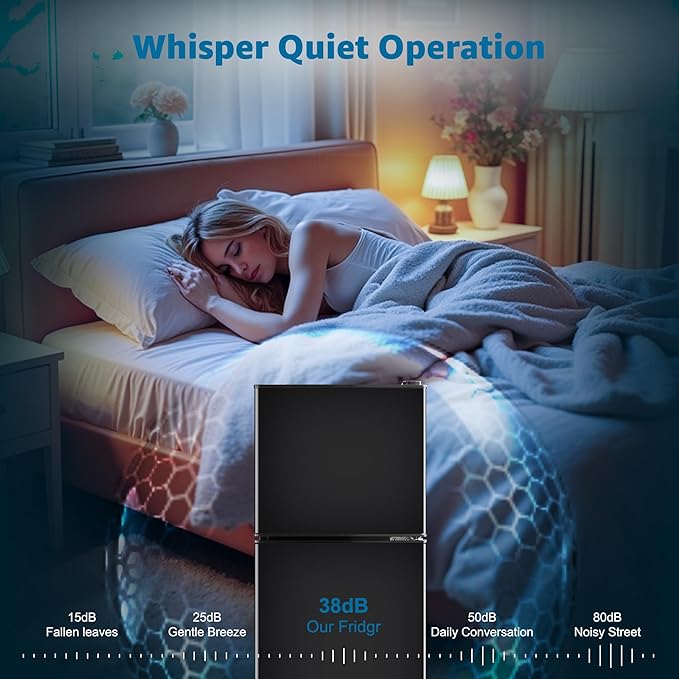 Mini Fridge with Freezer 4.9 Cu. Ft 2 Door Refrigerator, Dorm Fridge with 7 Adjustable Thermostat & Shelves, Compact Mini Refrigerator Freezer for RV, Kitchen, Office, Black