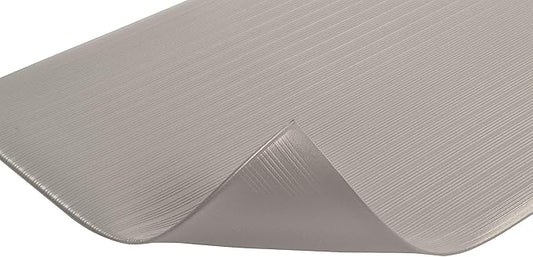Notrax 410 Airug® 3' x 12' x 3/8" Anti Fatigue Mat, Enhanced Slip Resistance with Beveled Edges and Ribbed Surface, Ideal for Industrial and Commercial Workplaces, Gray, 410S3312GY
