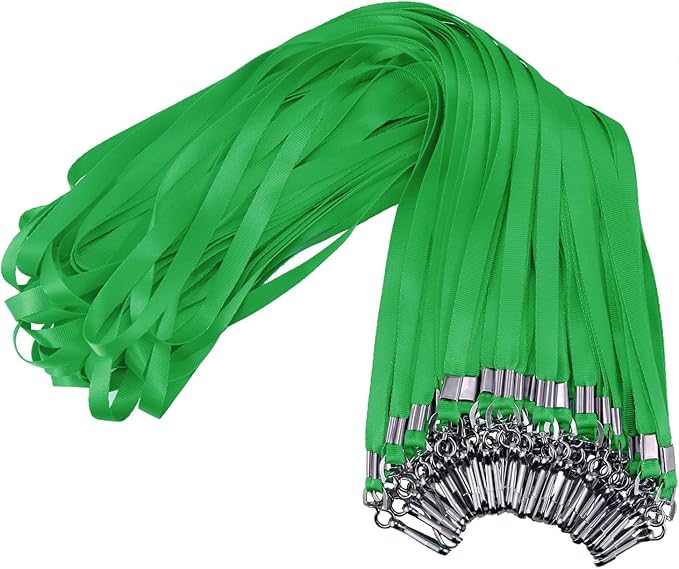 Bulk Lanyards Lanyards for ID Badges,Lanyards with Swivel Hook Clips for Name Tag Lanyard ID Holder (Green, 100 packs)