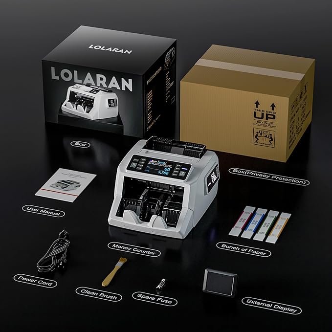 N71 Money Counter Machine Mixed Denomination, Dual-Display Mixed Denomination Value Counting Machine with UV/MG/IR/DD Counterfeit Detection, USD, EUR, MXN, GBP and CAD Business Money Counter