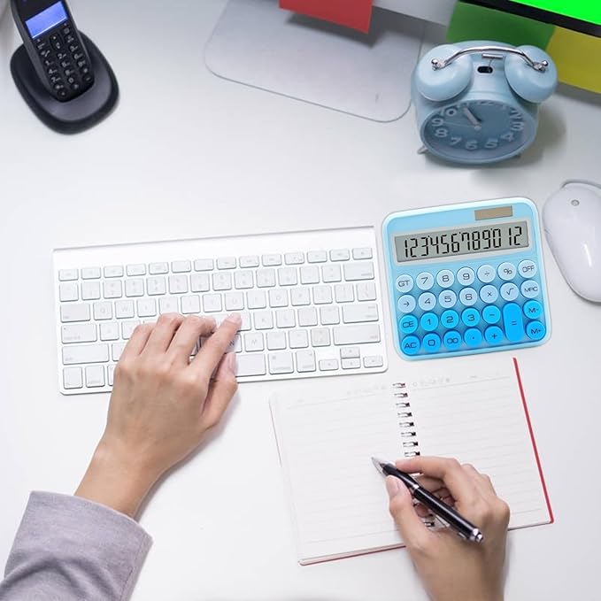 Gradient Blue Calculator, UPIHO Standard Calculator 12 Digit with Large LCD Display and Big Buttons,Blue Office Accessories for Women Desk, for Office,School, Home,Business