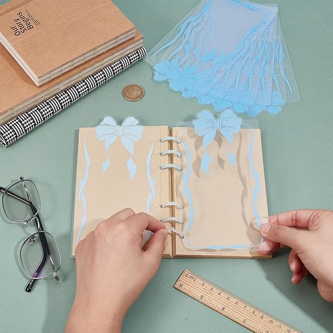 BENECREAT 12PCS Bow Planner Dividers Pocket, 6 Hole Punch File Dividers, Binder Dividers for Keeping Documents Neat Professional Notes Books Classify Files (Sky Blue)