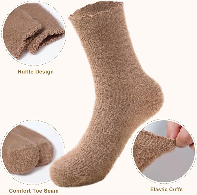 5 Pairs Fuzzy Soft Cozy Comfortable Socks for Women, Casual Sleep Comfy Socks, Perfect Warm Winter Gifts for Women