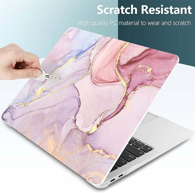 DONGKE Compatible with MacBook Air 13 inch Case 2021 2020 2019 2018 Release A2337 M1 A2179 A1932 with Retina Display & Touch ID, Plastic Hard Shell & Keyboard Cover - Marble