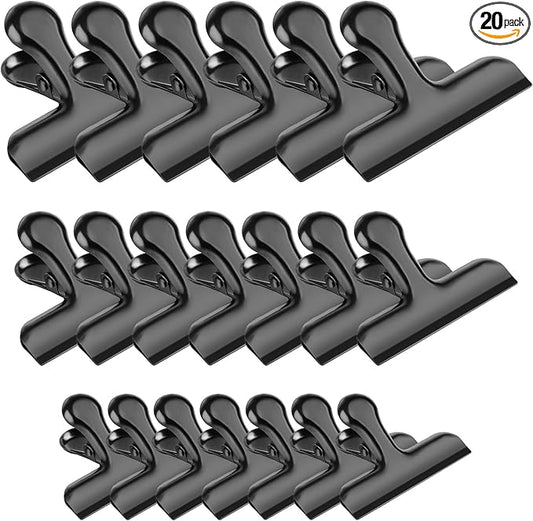 20 Pack 3 Inch Wide Stainless Steel Chip Clips Heavy Duty Food Bag Clamp, All-Purpose Air Tight Grip Clips for Kitchen Office to Seal Coffee Bags, Paper Sheets