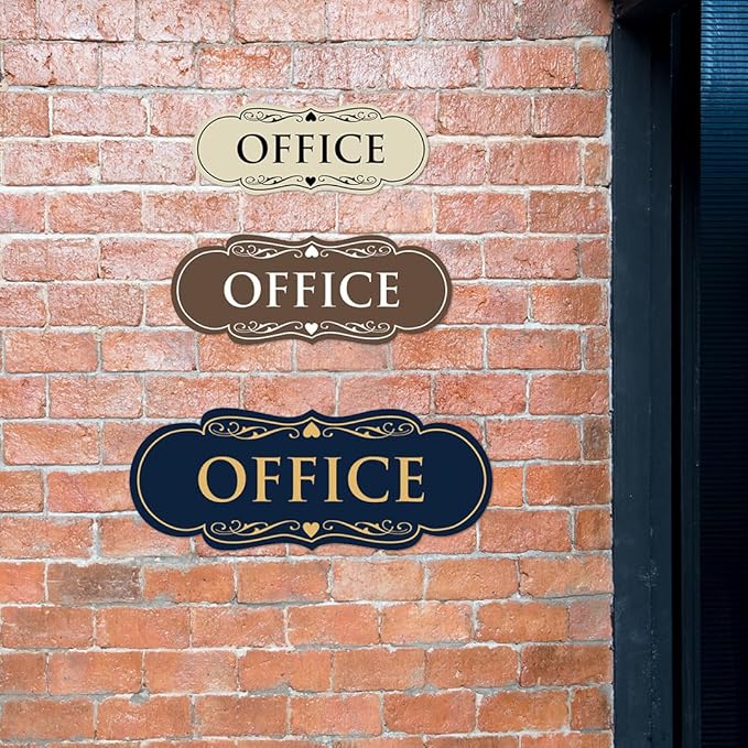 All Quality Designer Office Sign | Easy Installation - Brushed Gold - Small (5 Pack)