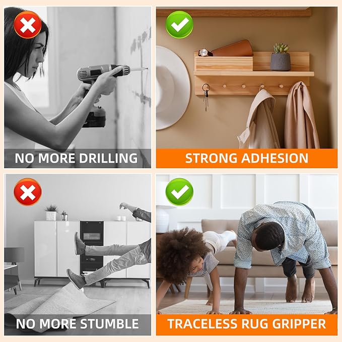 Deli Double Sided Tape Heavy Duty, Nano Tape, Double Sided Mounting Tape, Clear Adhesive Tape for Hanging Picture, Poster, Carpet, Photo Deco, 40 Feet