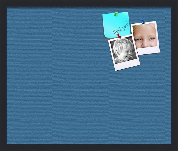 PinPix 24x20 Inch Cork Bulletin Board. This Decorative Framed Pin Board Comes with Navy Pastel Design and a Satin Black Frame. Ideal for Home Office Decor or Message Board (PinPix-1811)