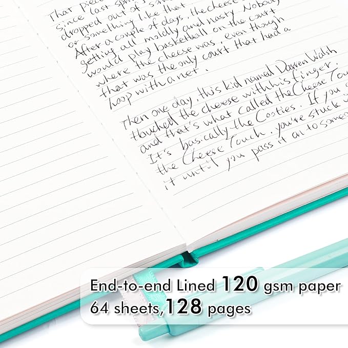 feela 24 Pack Journal Notebook Bulk for Work, Business Notebook Hardcover Lined Writing Journal with Pen Holder for Men Women Note Taking, with 24 Black Pens, 120 GSM, 5.1”x8.3”, A5, Aqua