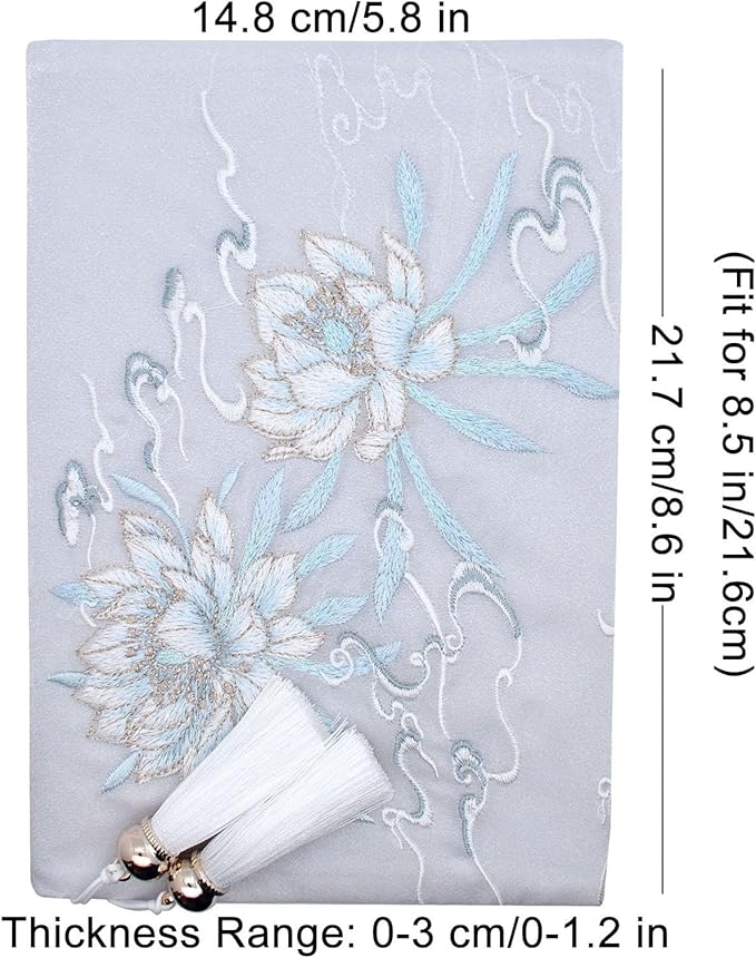 BLBMH Book Covers for Paperbacks Book Cover for Privacy Fit for 5.5x8.5 inch Embroidered Book Jacket Adjustable Book Sleeve Cover Fabric Softcover Protector for Notebook - Epiphyllum 8.5in