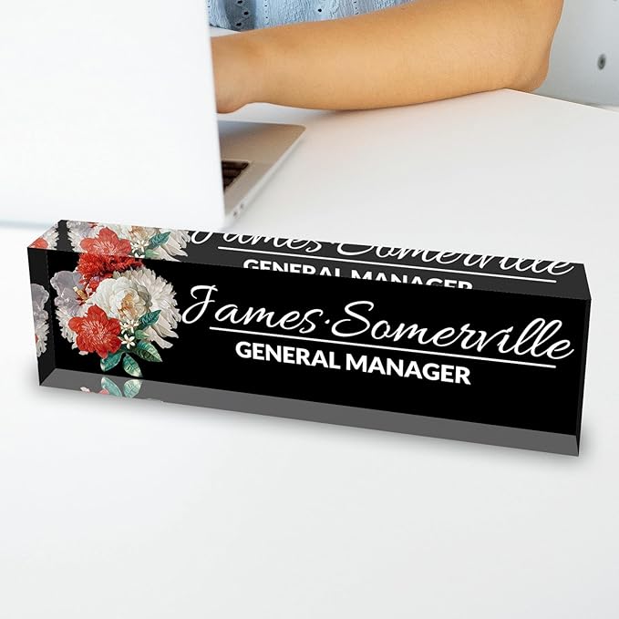 Desk Name Plate Personalized, Custom Name Plate for Desk, Acrylic Desktop Accessories, Office Gift & Decor for Women Men, Teacher Nurse Boss Employee Appreciation Gifts