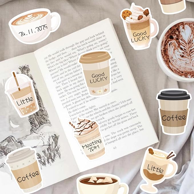 Cute Sticky Notes Set Coffee Cup Funny Stationery Self-Adhesive Pads Party Wedding Favors Themed Gifts Fun Memopads Essentials Pastel Refrigerator for Women Student Office Supplies (10 Packs)