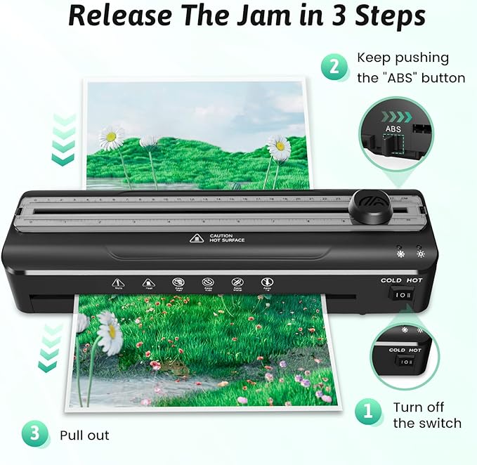 Laminator Machine 9 Inch Laminating Machine - A4 Cold Thermal Laminator Machine with Laminating Sheets, 8.5 x11 Personal Laminators for Teachers 90s Warm up, A4/A5/A6 Laminators for School Home
