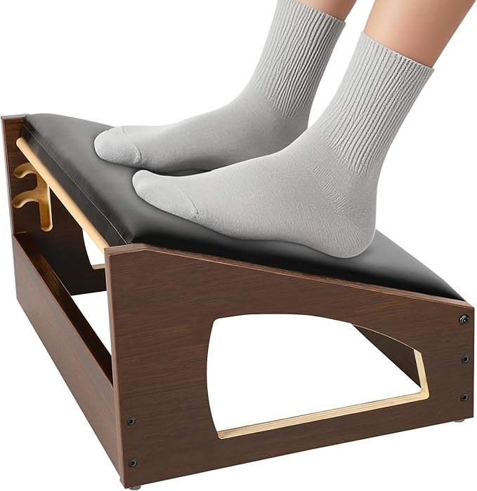 Ergonomic Foot Rest, 4 Adjustable Height Foot Stool,Footrest Under Desk， Soft Cushions, Foot Rest Office,Improving Posture, Promoting Blood Circulation（Espresso）