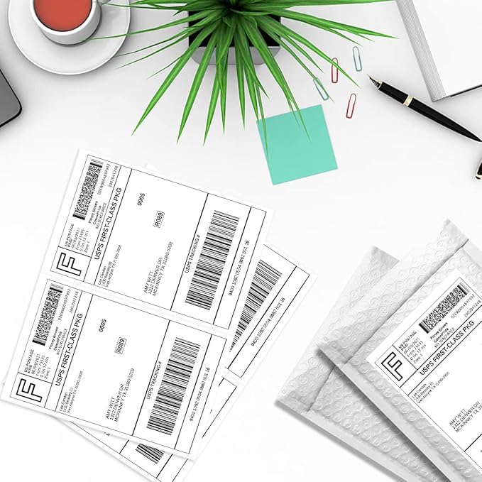 BESTEASY 16000 Half Sheet Self Adhesive Shipping Labels, Laser/Ink Jet White Blank Shipping Labels 8.5" x 5.5" Address Labels (8000 Sheets Total 16000 Labels)