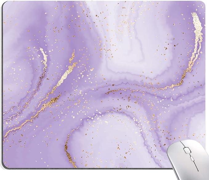Mouse Pad, Purple Marble Design Mouse Pad, Washable Square Cloth Mousepad for Gaming Office Laptop, Non-Slip Rubber Base Computer Mouse Pads for Wireless Mouse, Cute Mouse Pads for Desk