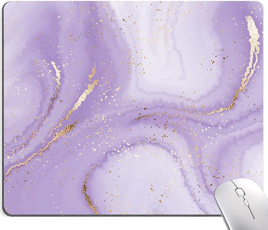 Mouse Pad, Purple Marble Design Mouse Pad, Washable Square Cloth Mousepad for Gaming Office Laptop, Non-Slip Rubber Base Computer Mouse Pads for Wireless Mouse, Cute Mouse Pads for Desk