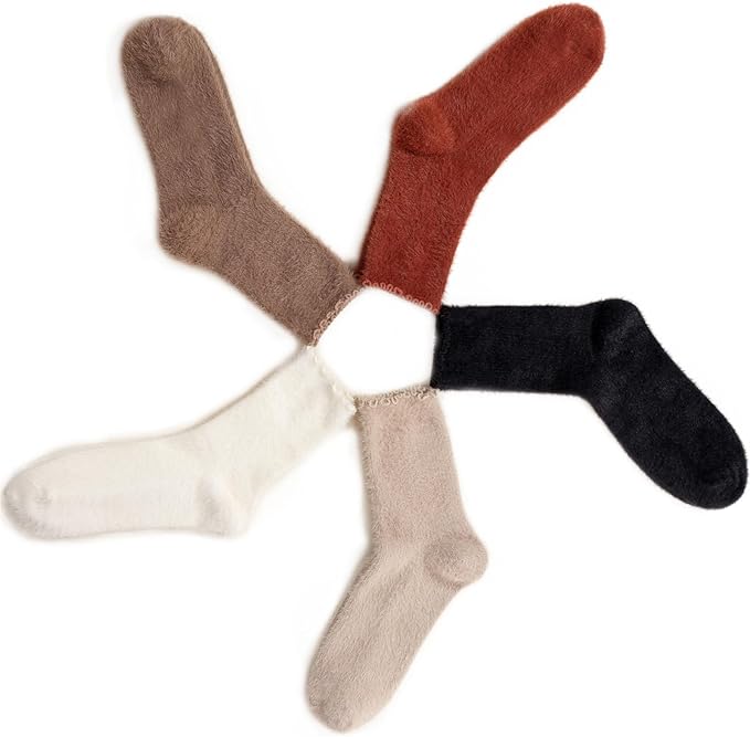 5 Pairs Fuzzy Soft Cozy Comfortable Socks for Women, Casual Sleep Comfy Socks, Perfect Warm Winter Gifts for Women
