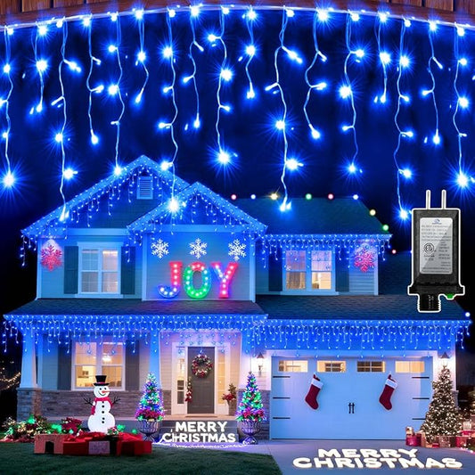 1620 LED Christmas Lights with 360 Drops,164ft 8 Modes Fairy Hanging String Lights with Timer Waterproof, Plug-in Hanging String Lights for Outdoor Holiday Wedding Party Christmas Decor (Blue)