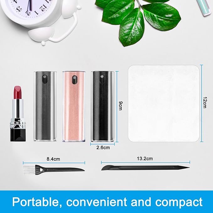 walrfid 3Pcs Laptop Cleaner, Computer Screen Cleaner Spray and Wipe, Electronic Laptop Cleaning Kit for iPad, iPhone, Cellphone, Monitor, MacBook Pro, Car Display, Tablet, TV, Kindle, Grey Pink Black