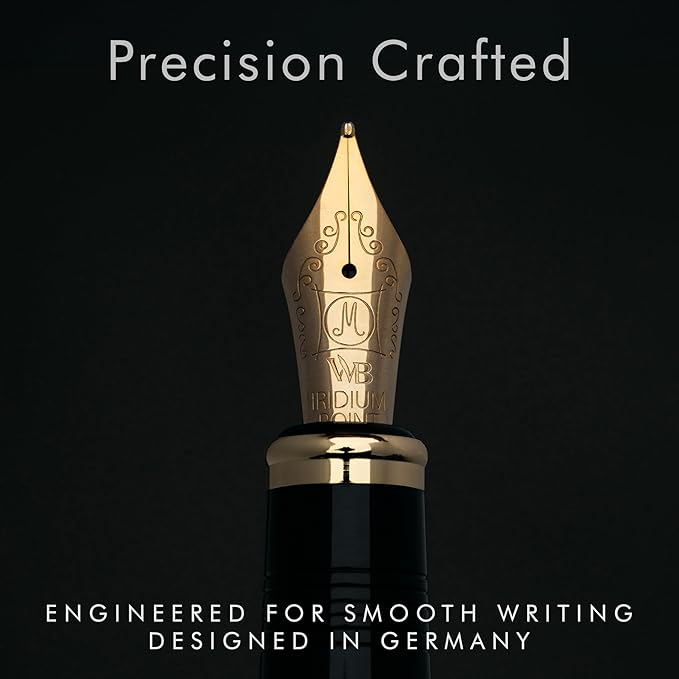 Wordsworth & Black Majesti Fountain Pen-(Red), Luxury Case, 24K Gold Finish; 18K Gilded Medium Nib- Ink Cartridges, Refillable Ink Converter-Calligraphy Pen-Best Business Gift Set for Men & Women