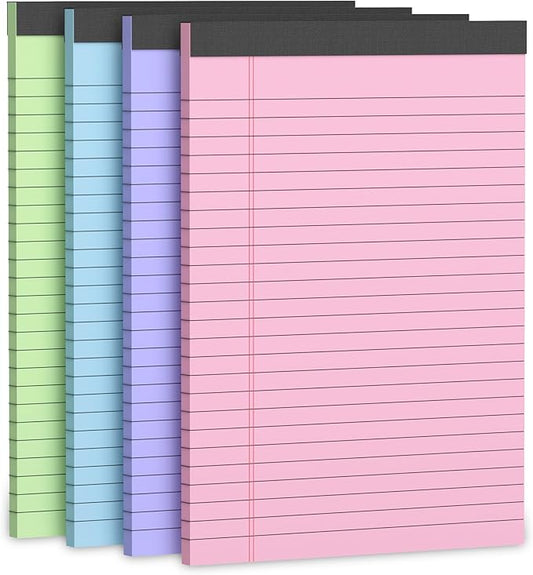 Legal Pads 5x8, College Ruled Paper, Colored Note Pads 5x8, Pink Legal Pad, Purple Notepad, 4 Pack Small Notepads, 30 Sheet/Notepad,Lined Paper with Sturdy Backboard, Note Pad for School,Business,Home