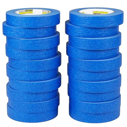 Blue Painters Tape 20rolls,1Inch x 55Yards,Blue Masking Tape,Paint Tape for Wall Painting,DIY Crafts Arts,Painter's,Decoration Labeling,No Residue, Easy Removal