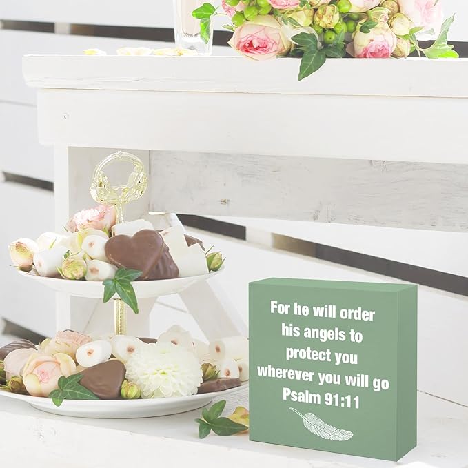 Sage Green Office Desk Accessories Decor Sign Christian Religious Gifts for Women Christian Bible Verse Gift for Women Men Family Friend Driver