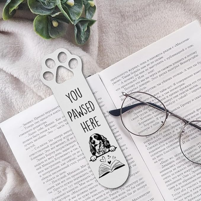 FOKCBOCM Cocker Spaniel Gifts, Cocker Spaniel Dog Bookmark for Cocker Spaniel Dog Lover Book Lovers Bookworm Bookish Nerd, Bookmark Dog Lover, Book Club Gifts for Reader Dog Owner Lover-DX128, Silver