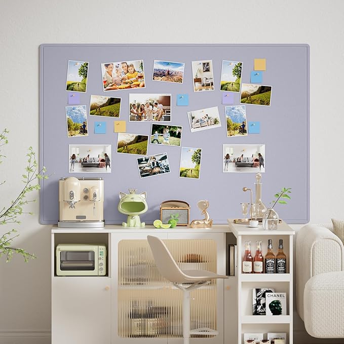 MaxGear Extra Large Bulletin Board 72" x 48", Foldable Felt Board Vision Board Supplies, Cork Board for Office, Home, School, Small Pin Boards for Walls Decorative Display Board Moonlight Gray