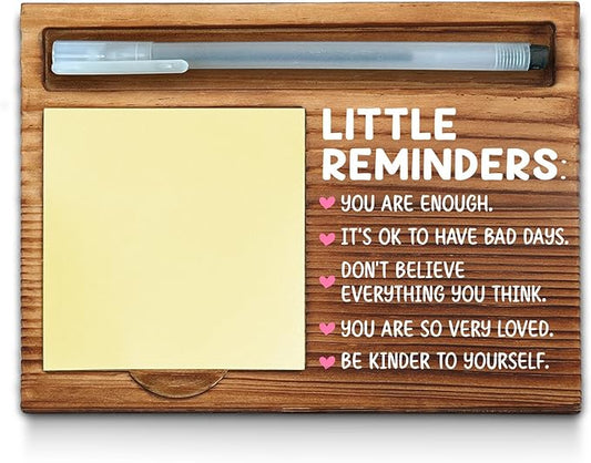 Little Reminders Sticky Note Holder, Mental Health Gift for Women Men, or Coworker, Positivity Recovery Self Care Encourage Gift, Cheer Up Gift Self-Stick Note Pad Holders WPP25