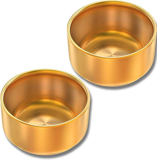 Paper Clip Holder & Organizer - 2-Pack Metal Desk Bowls for Office Accessories, Holds Binder Clips, Paper Clips & Small Parts | Space-Saving Desktop Organizer (Gold)