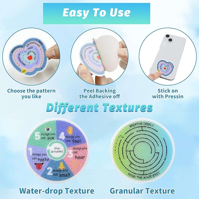 72 Pcs Sensory Strips Set – Anxiety Sticker Kit with Different Textures, 2 Textured Surface Tactile Stickers for Teens & Adults – Stress Relief Classroom Must Haves, Anxiety Relief Items