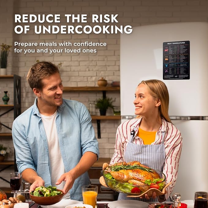 Levain & Co Meat Temperature Magnet - Cooking Chart for Beef, Poultry, Fish & Pork