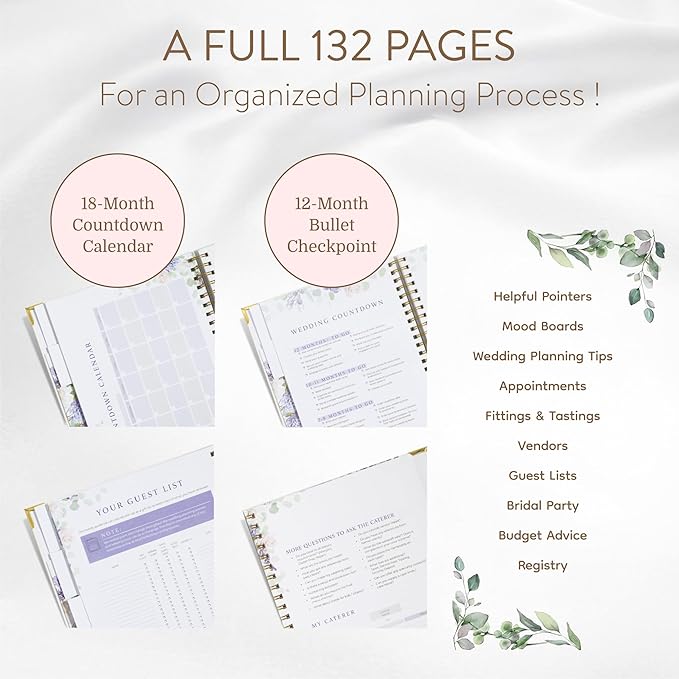 Your Perfect Day Wedding Planner Book and Organizer - Wedding Planner Book - Bridal Planning Binder with Countdown Calendar - Bride Gifts - (Lavender Haze)