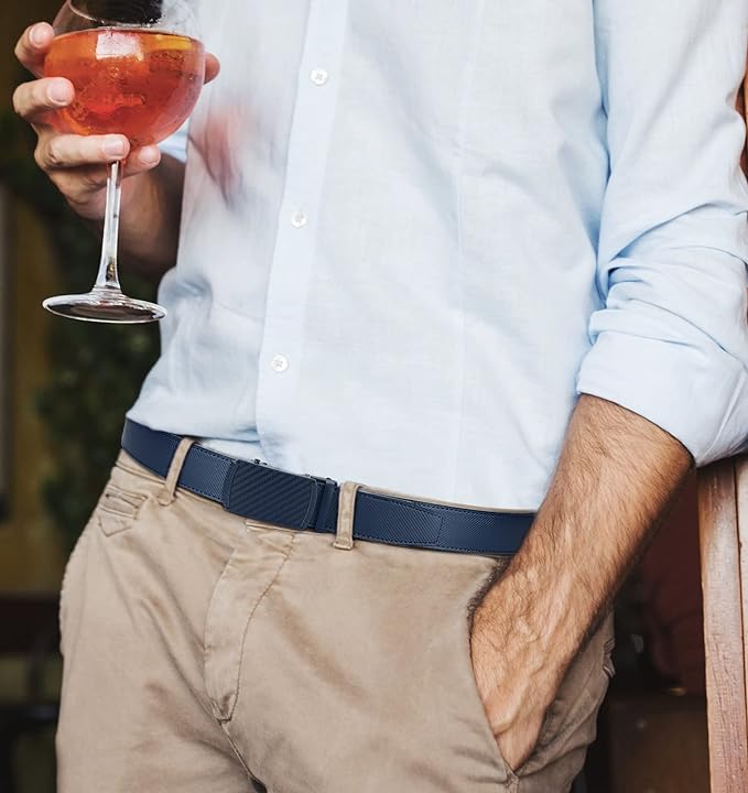 CHAOREN Mens Belt Leather Ratchet Belt - Customizable Fit, Effortless Style (35mm)