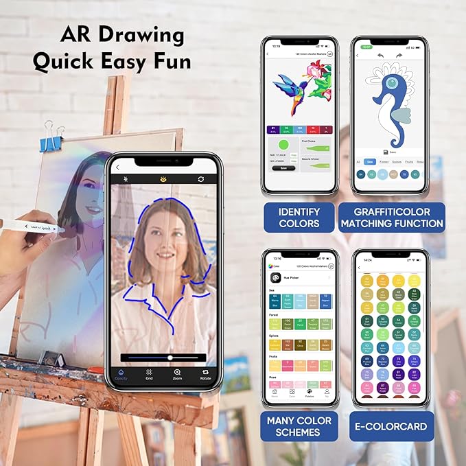 YHC 200 Colors Alcohol Markers for Artists, Free APP for Coloring, Dual Tips Alcohol-Based Markers for Drawing,Painting and Sketching, Great Gift Idea for Kids and Adults