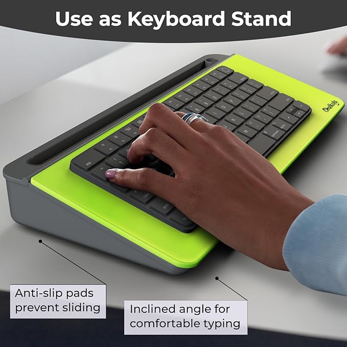 Chalkola Neon Green Glass Desktop Whiteboard with Storage - Dry Erase Board, Work Desk Organizers, Computer Keyboard Stand, Home Office Desk Accessories, Workspace Desktop Buddy + 3 Markers