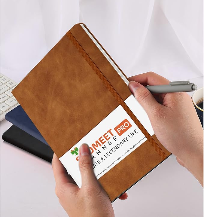 Lined Journal Notebook, 200 Pages, Leather Hardcover Notebooks, A5 College Ruled Thick Classic with Pen Loop Notebook Journals for Writing, for Women Men Office School, 5.75'' X 8.38'', Brown