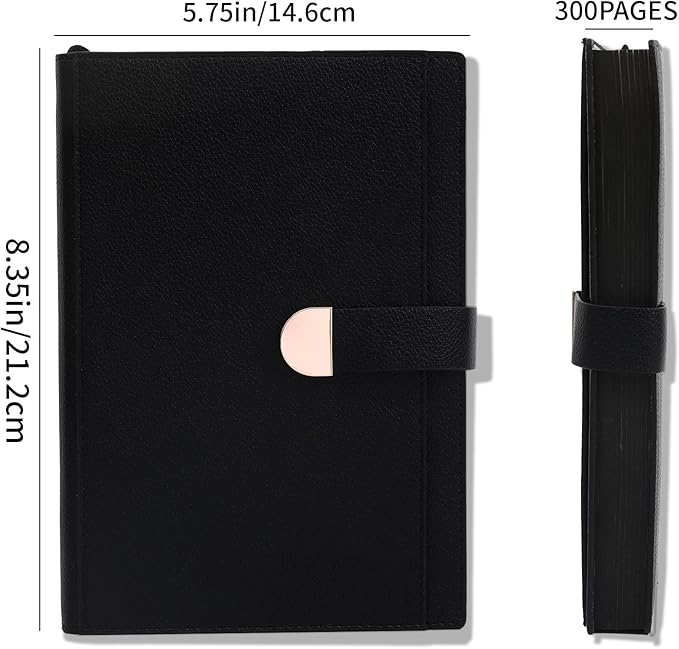 Textured Hardcover Lined Journal for Women Men Magnetic Buckle A5 Leather Journal Notebook with Gift Box 300 Pages 67 lb./100 gsm Paper College Ruled Journaling Notebook for Writing Work School Daily Diary