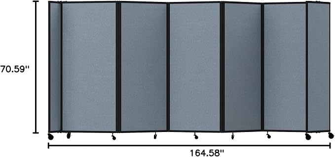 Versare Room Divider 360 Portable Wall Partition | Folding Panels | Large Freestanding Divider | Locking Wheels | Temporary Room Separator