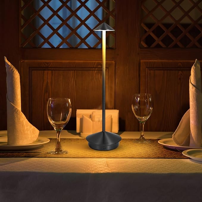 Cordless Table Lamp, Portable Led Desk Lamp 6000mAh Battery Operated Table Lamp, Mordern Rechargeable Night Light in Aluminum, Dimmable Table Light for Indoor Outdoor