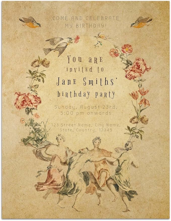 Stationary Paper for Writing Letters - Vintage Antique Letterhead Paper, Letter Size Stationery Writing Paper, 50 Sheets Double-Sided Invitation/Decorative Printer Paper, 8.5" x 11"