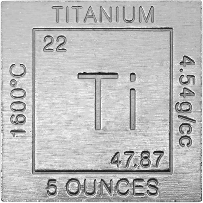 5 oz Titanium Cube Paperweight 1.25" (32 mm) | 99.99% Pure | Chemistry Design with Certificate of Authenticity