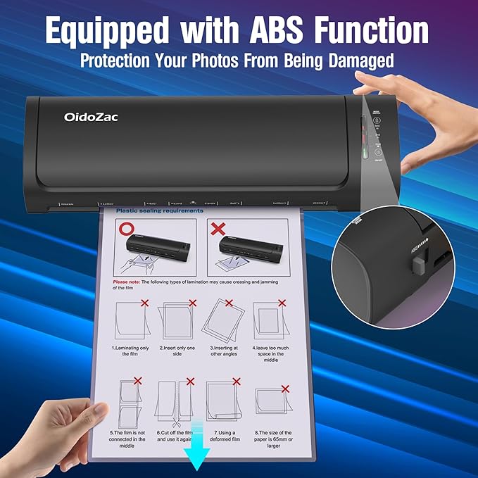 Laminator Machine 13 Inch, 60s Quick Warm-Up Never Jam Laminating Machine with 52 Laminating Sheets, 9 in 1 A3 Thermal Machine Hot & Cold with Paper Trimmer Corner Rounder for Office School Home Use