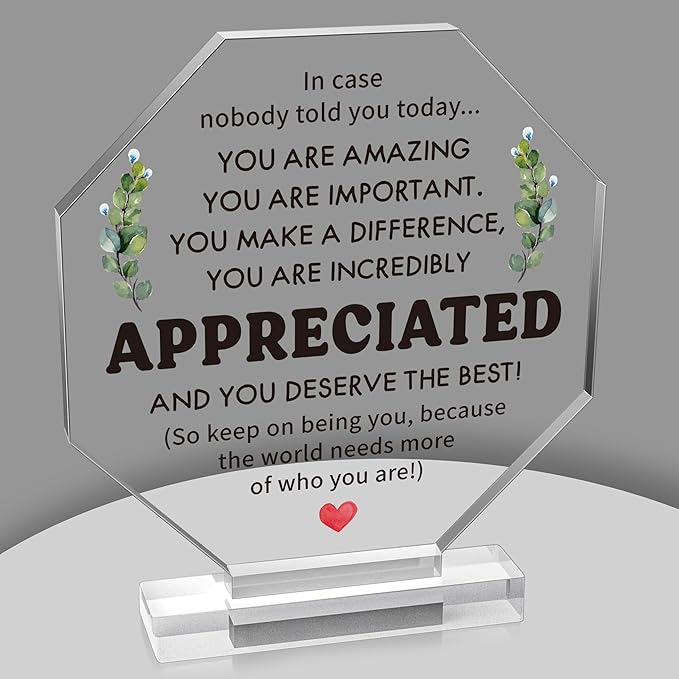 Yopyame Acrylic Inspirational Gift Ideas - Thank You Gifts for Women Men Friends Appreciation Gift for Coworker Keepsake Paperweight for Office Desk Inspirational Motivational Clear Desk Sign for Home