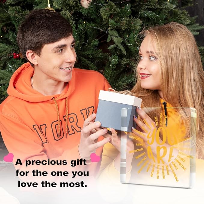 Sunshine Gifts for Women Men Friends, Motivational Reminder Desk Decor Acrylic Sign, You Are Positive Affirmation Desk Accessories Signs for Table Top Cubicle Room Office