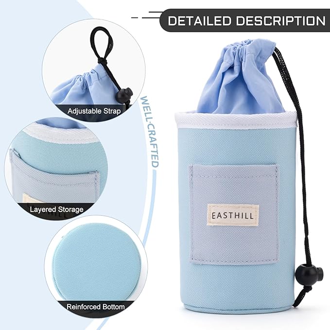 EASTHILL Desk Organizer Pencil Holders Pen Case Pouch for Girls Home School and Office Supplies-Blue